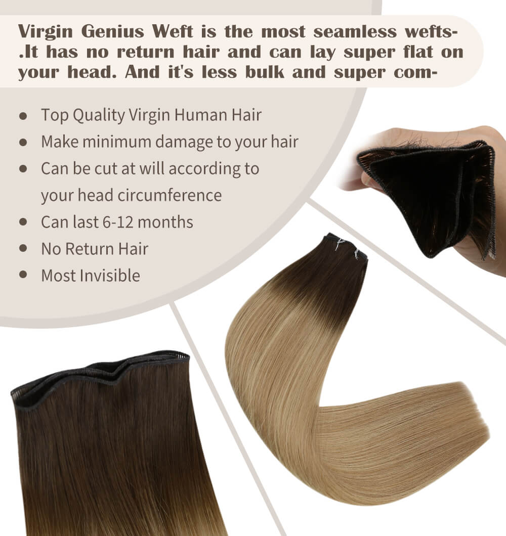 virgin genius weft balayage brown with blonde