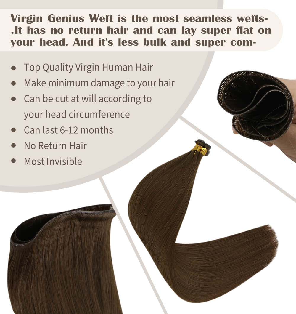 virgin genius weft dark brown hair extensions