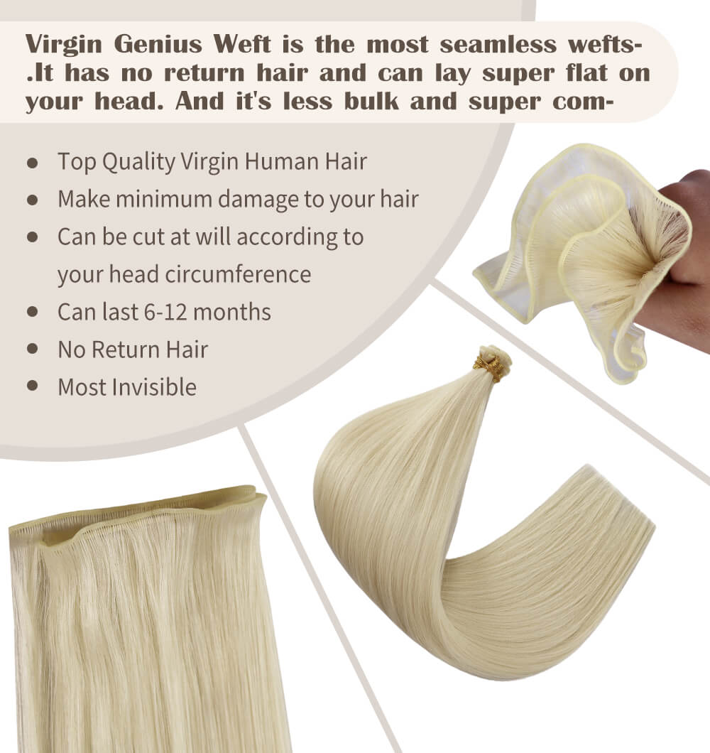 virgin genius weft human hair whitest blonde