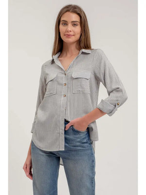 Danielle Stripe Button Down Top - Azalea Avenue Boutique
