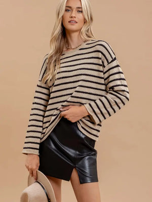 Bella Stripe Knit Sweater - Azalea Avenue Boutique