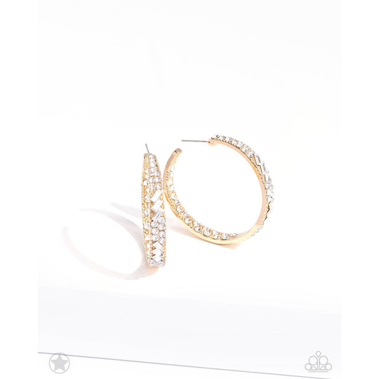 GLITZY By Association - Gold Blockbuster Rhinestone Hoop Earrings - rainbowartsreview