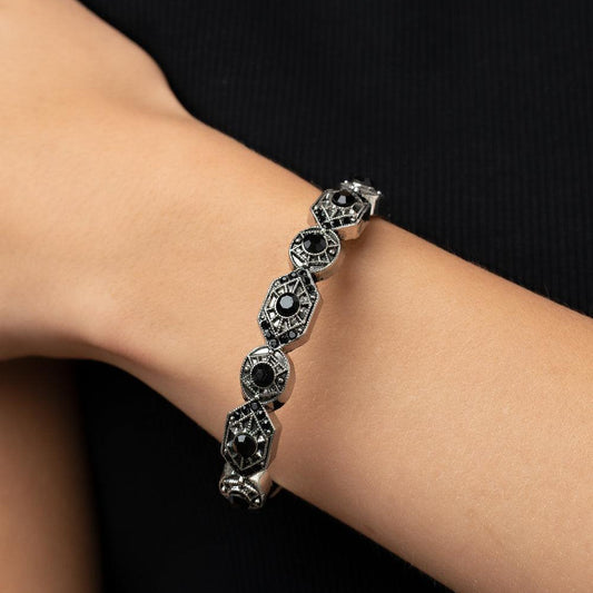 Eye-Opening Opulence - Black Hinge Bracelet - Bling by Danielle Baker