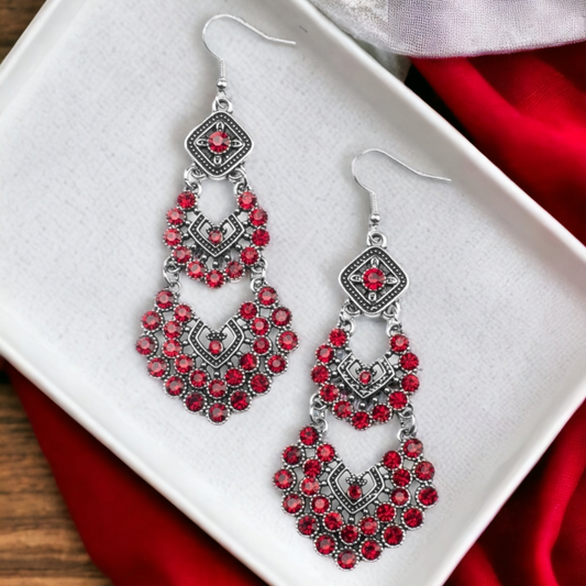 All For The GLAM - Red Earrings - Bling by Danielle Baker