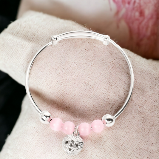 Vintage Vows - Pink Heart Charm Bracelet - Bling by Danielle Baker