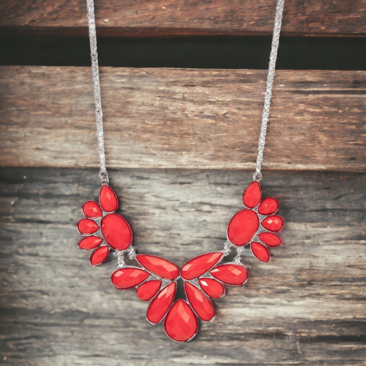 A Passing FAN-cy - Red Necklace - Bling by Danielle Baker