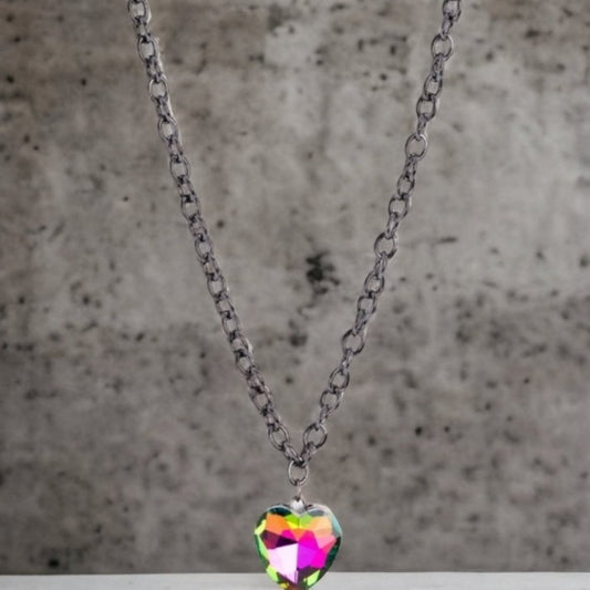 Flirtatiously Flashy - Multi Heart Necklace - Black Diamond Exclusive