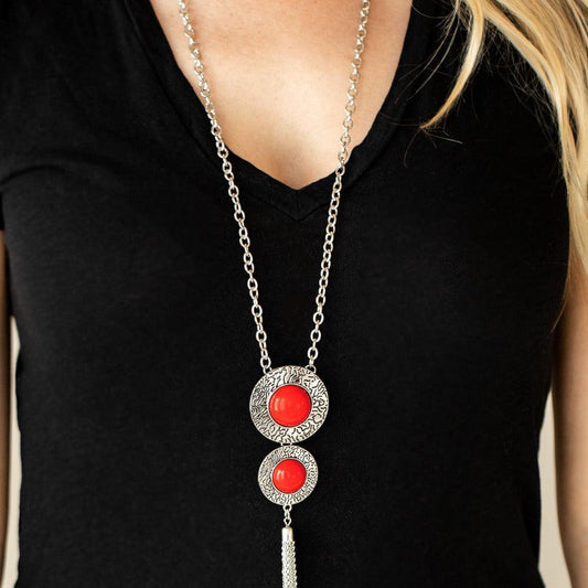 Abstract Artistry - Red Tassel Necklace - rainbowartsreview by Danielle Baker