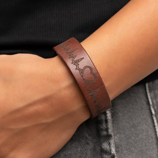 Haute Heartbeat - Brown Heartbeat Leather Bracelet - Bling by Danielle Baker