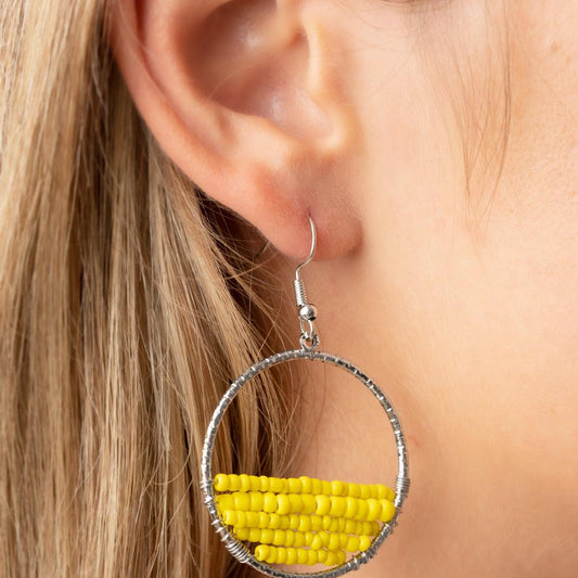 Head-Over-Horizons - Yellow Seed Bead Earrings - Bling by Danielle Baker