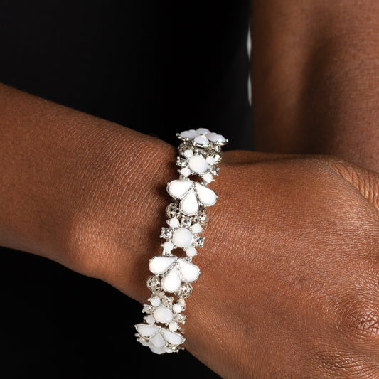 Teasing Torrent - White Bracelet - Bling by Danielle Baker