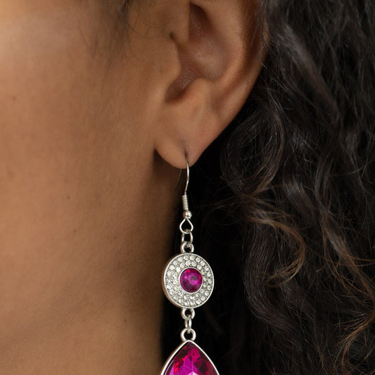 Collecting My Royalties - Pink Rhinestone Earrings - Bling by Danielle Baker