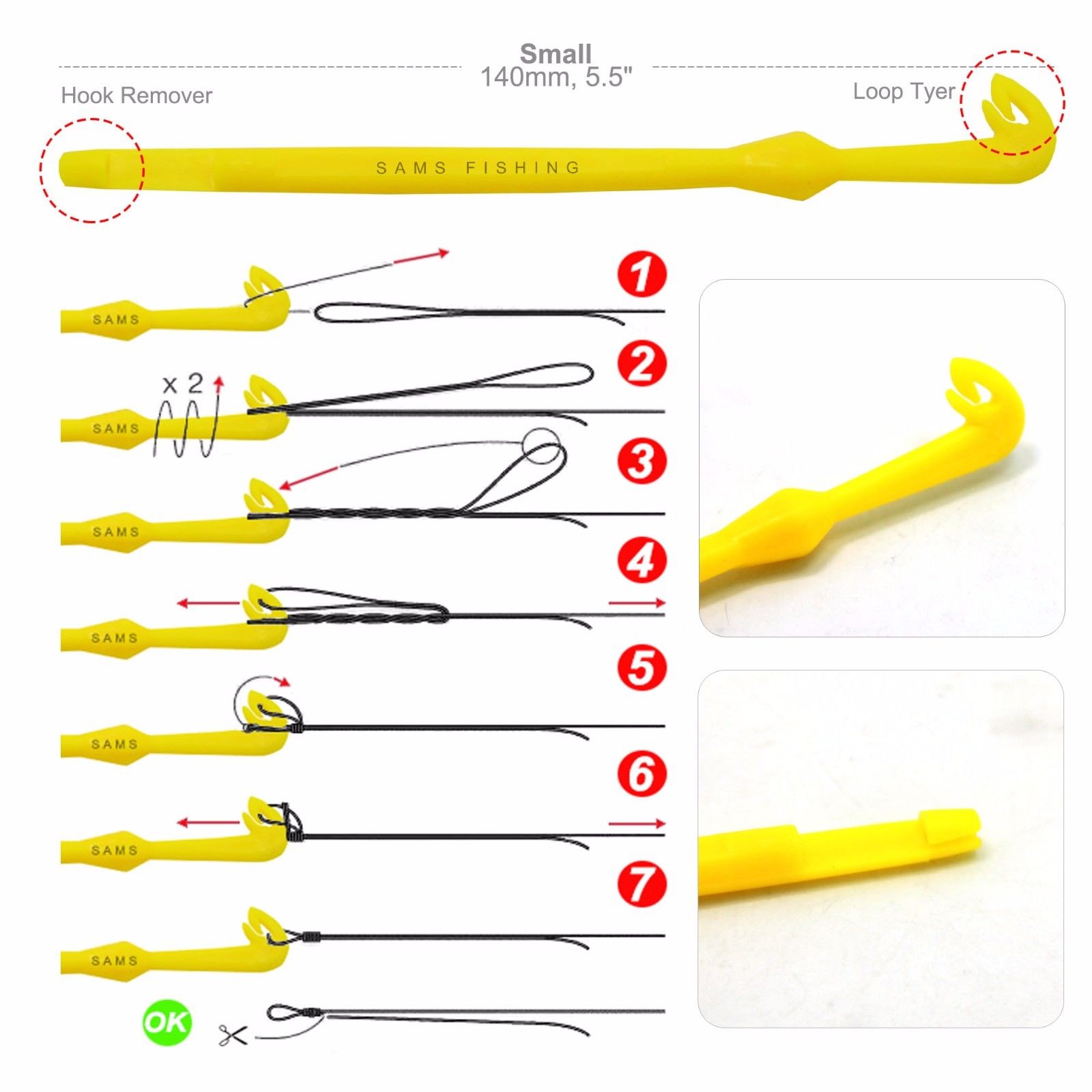 SAMSFX Knot Picker & Loop Tyer Hook Tier Fly Tying Tool Kit