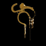 Jas Modular Headpiece System w/Face Chain & Cowrie Shell Tassels, in Gold