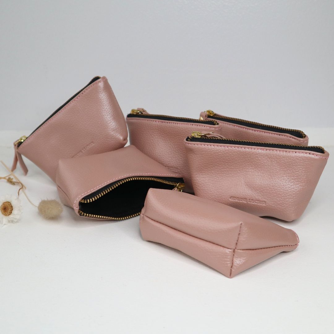 six pieces of coin purse in pink