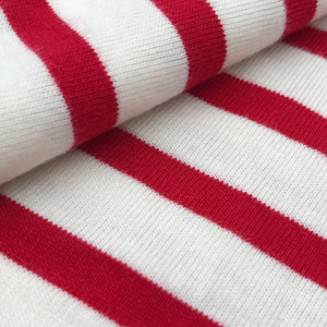 red and white striped jersey fabric