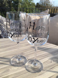 10th Anniversary Wine Glasses Blk/Sil