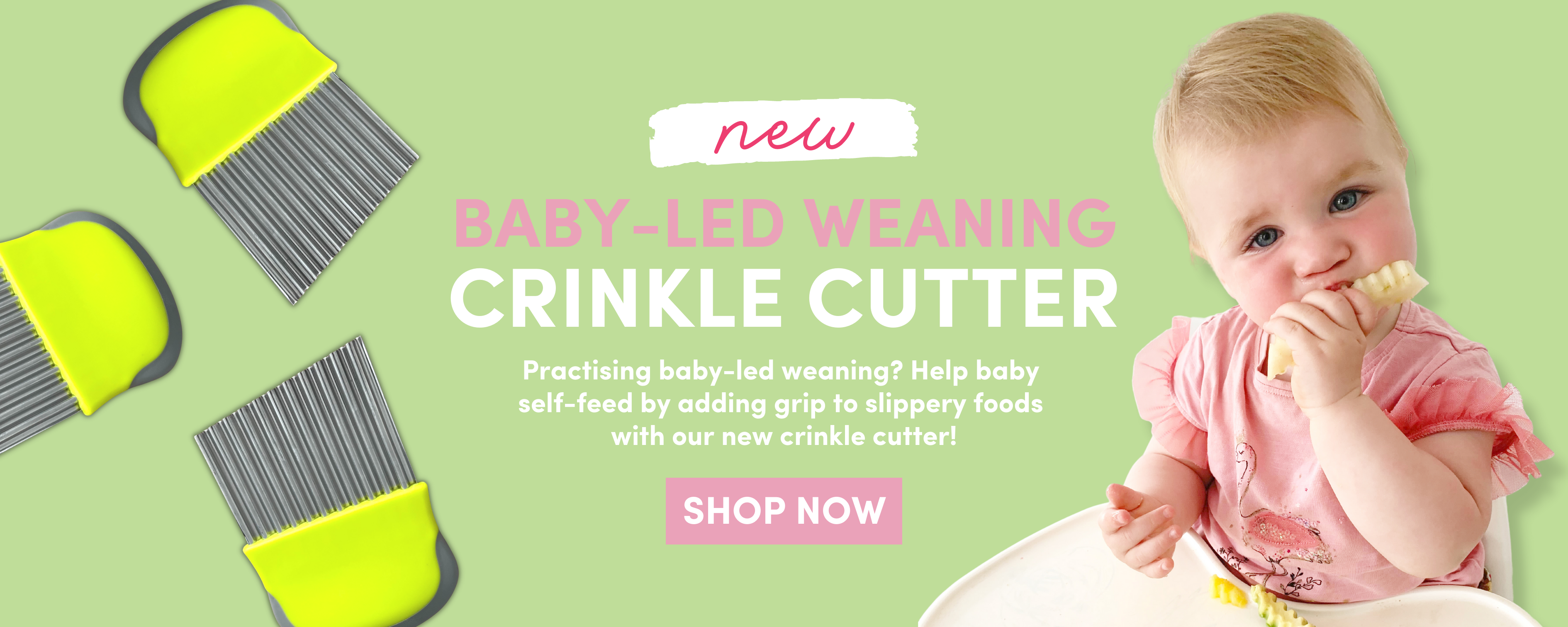 BLW Crinkle Cutter by Mummy Cooks - Add texture and grip to slippery foods when baby-led weaning 