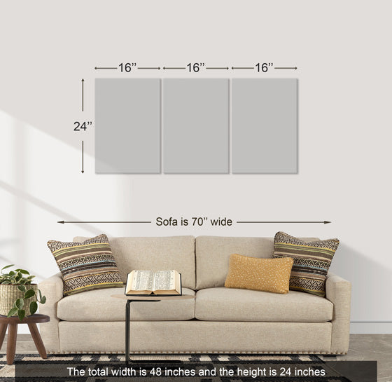 3 panels (16'' x 24'' each) size image