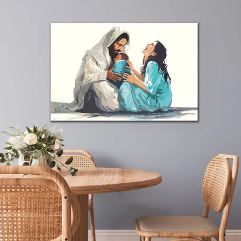 Christian wall art, "Jesus Is Close to the Brokenhearted Woman," faith-based artwork for inspiration and comfort.