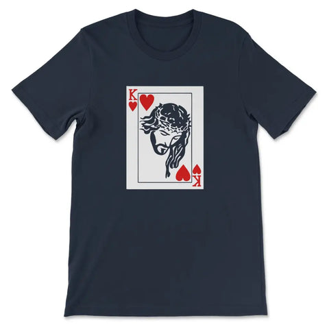 King Of Hearts Is Jesus T-shirt Navy / S