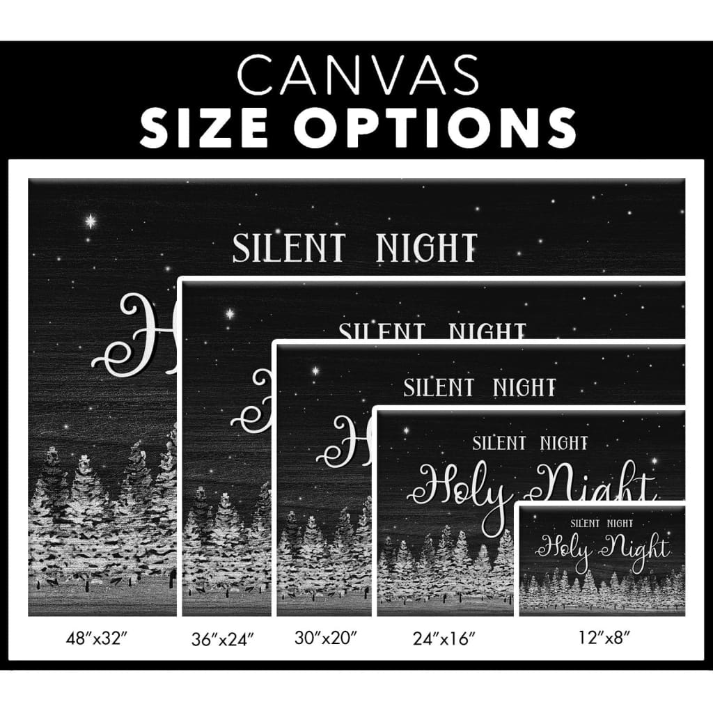 Silent night holy night Christmas tree wall art canvas – Furmaly
