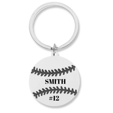 Personalized baseball keychain