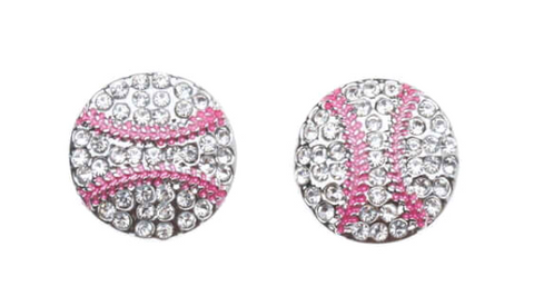 Rhinestone baseball earrings