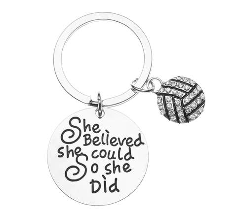 Volleyball Keychain with Rhinestones Charm