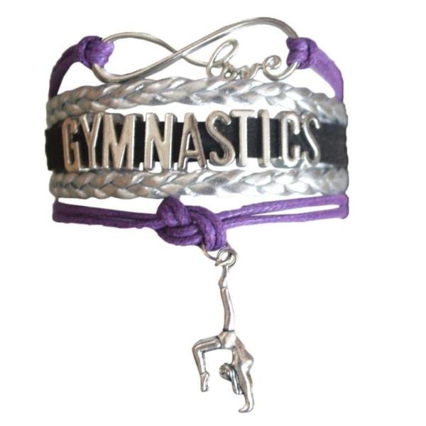 Girls Purple Gymnastics Bracelet - Pick Charm