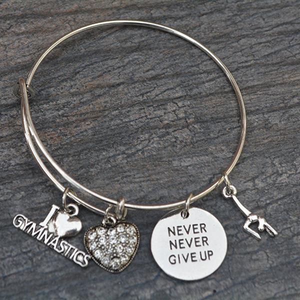 Gymnastics Bangle Bracelet - Never Give Up