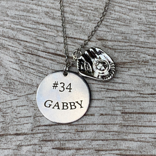 Personalized Engraved Softball Necklace