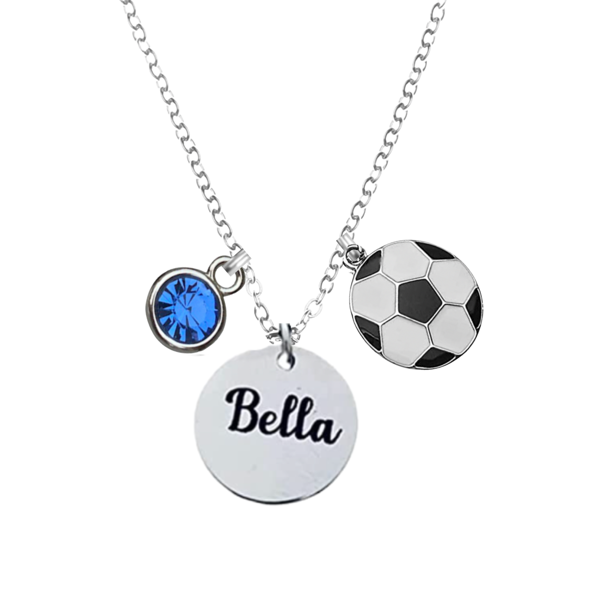 Soccer Engraved Birthstone Necklace - Pick Charm