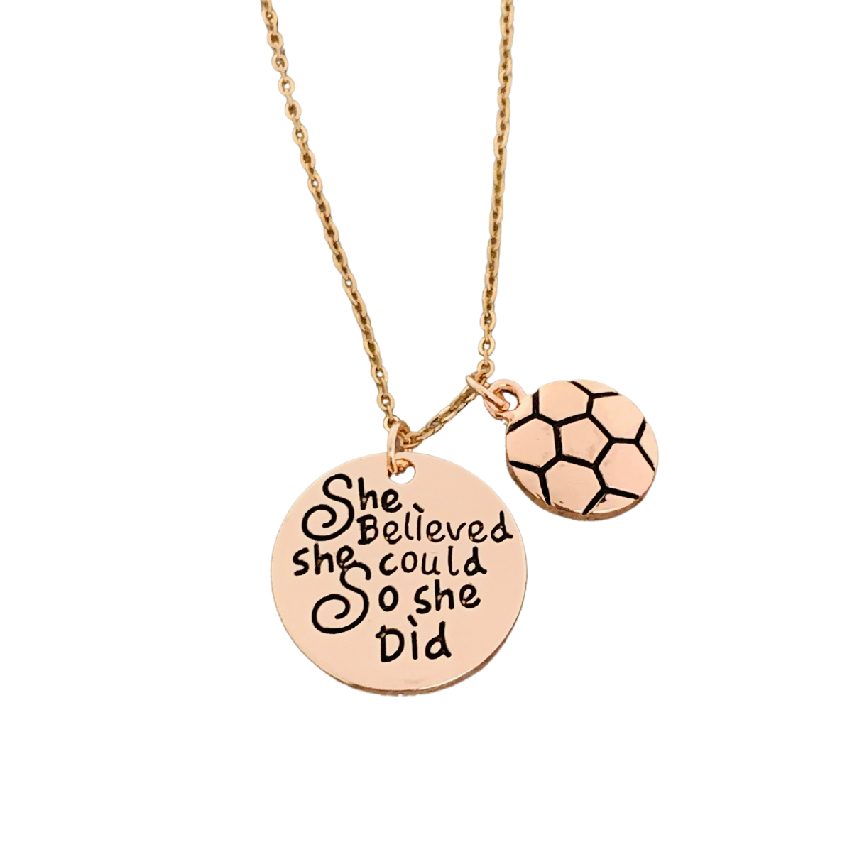 Girls Soccer She Believed She Could So She Did Necklace - Rose G