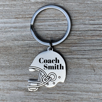 Personalized Engraved Football Coach Keychain - Helmet