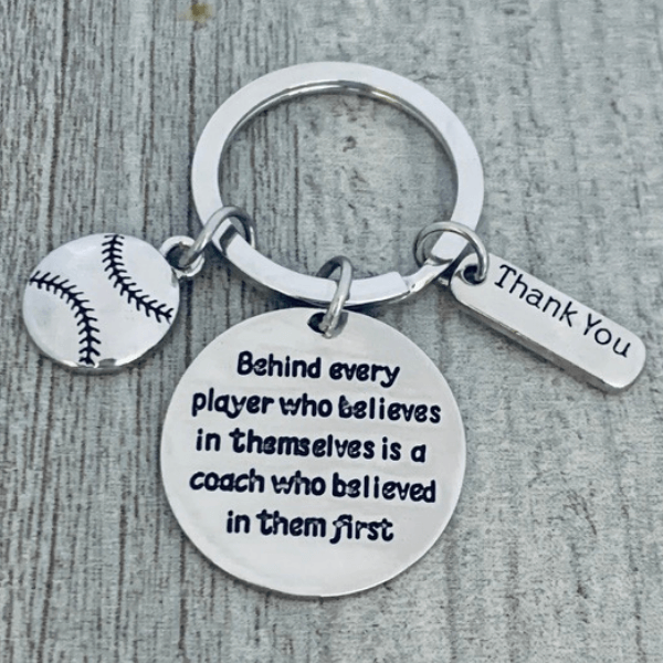 Coach Baseball Keychain with an Inspirational Quote - SportyBella