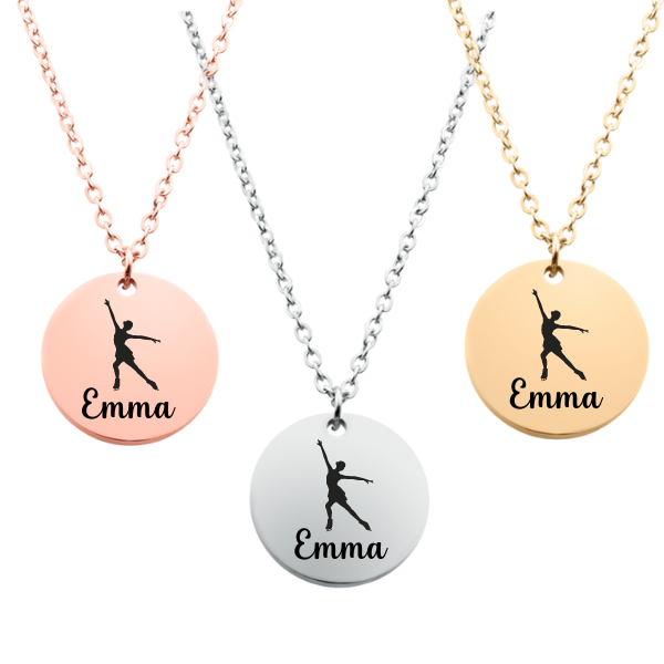 Engraved Figure Skating Necklace