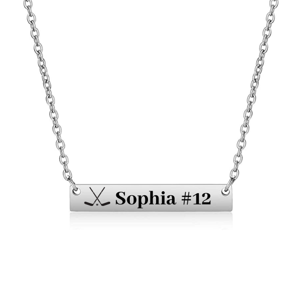 Personalized Ice Hockey Bar Necklace