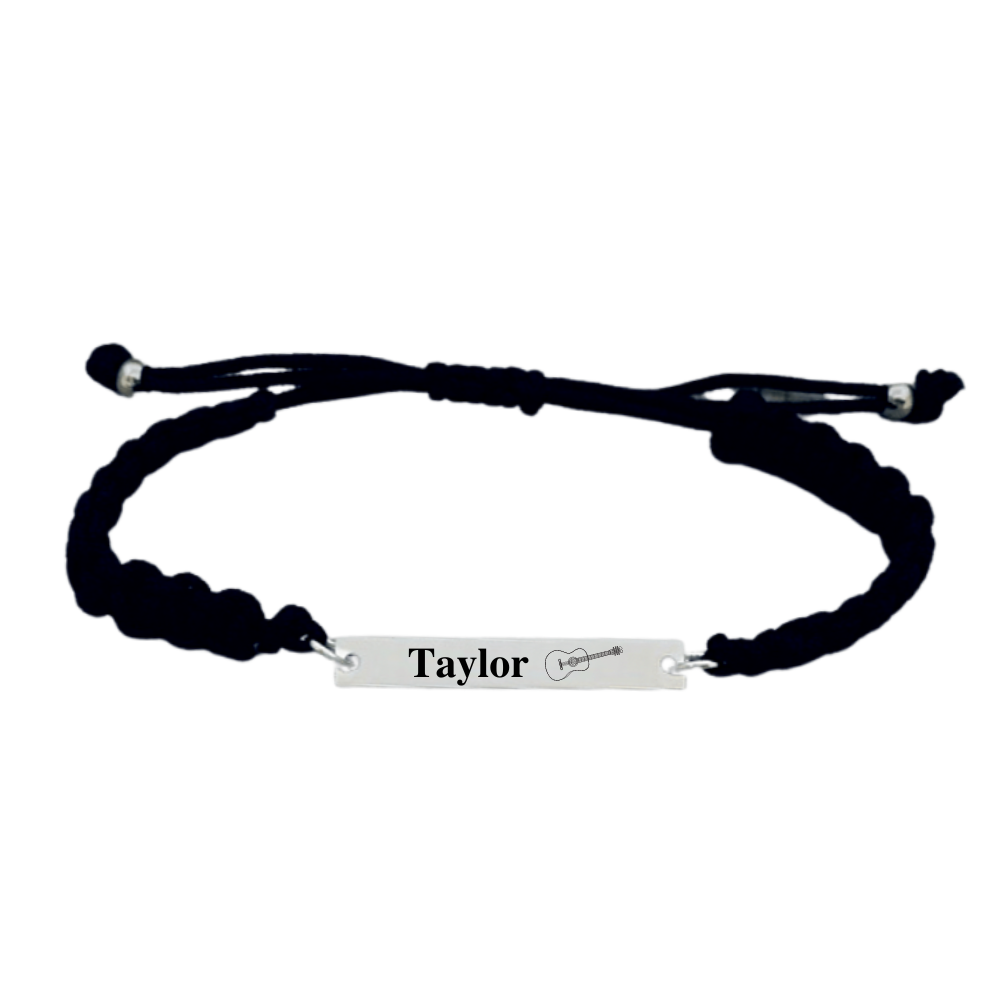 Personalized Engraved Guitar Bar Rope Bracelet