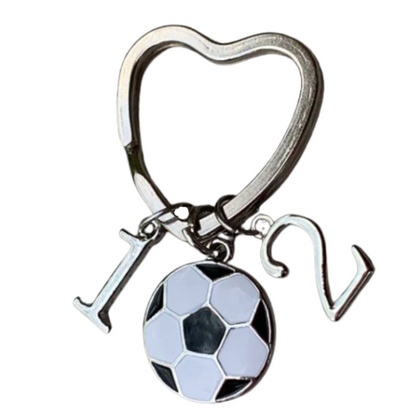Personalized Soccer Heart Keychain - Number Charms