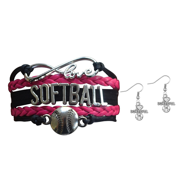 Softball Jewelry Set ( Bracelet & Earrings)