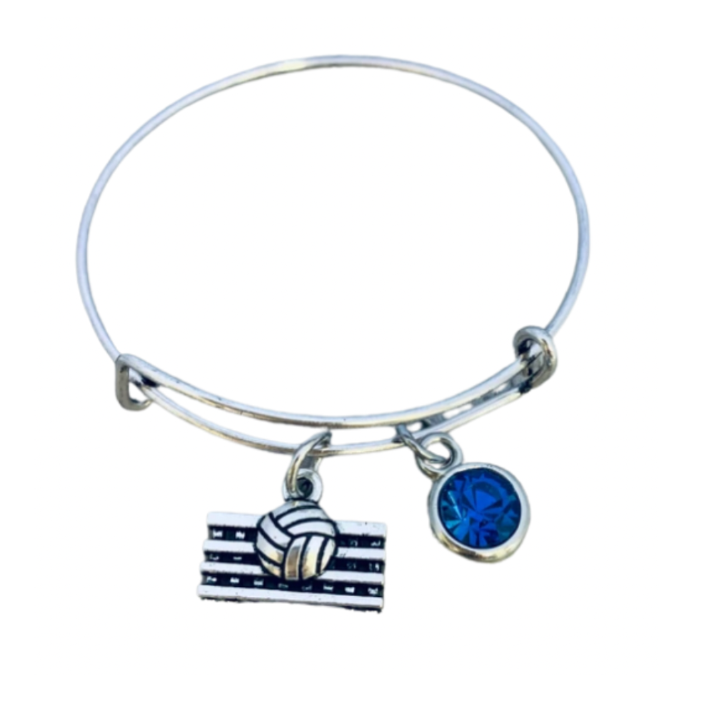 Volleyball Bangle Birthstone Bracelet