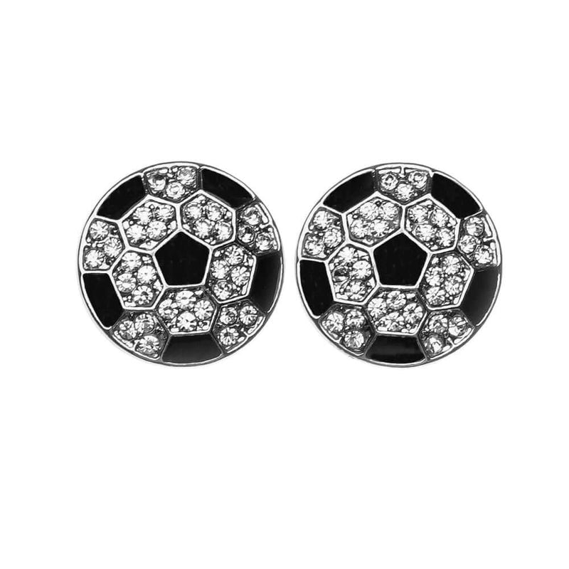 Soccer Earrings with Rhinestone Soccer Balls - SportyBella