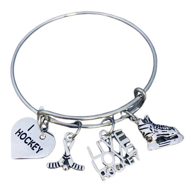 Girls Ice Hockey Bangle Bracelet