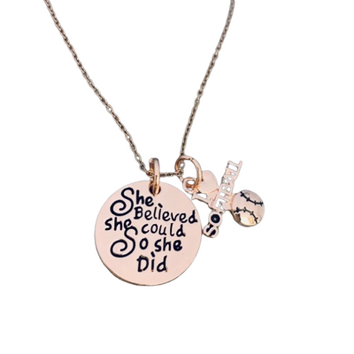 Softball Necklace- She Believed She Could So She Did