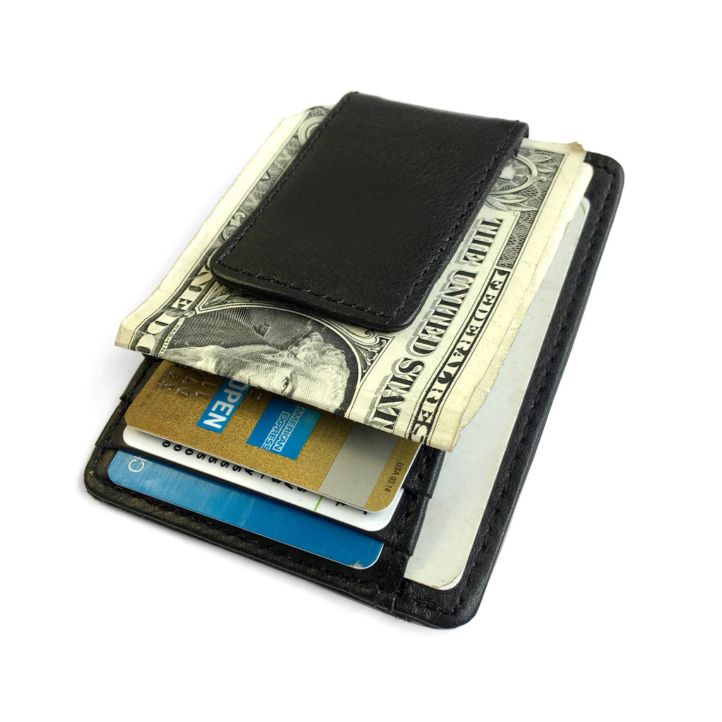 Genuine Leather Money Clip with Credit Card Slots and ID Slot Window C ...