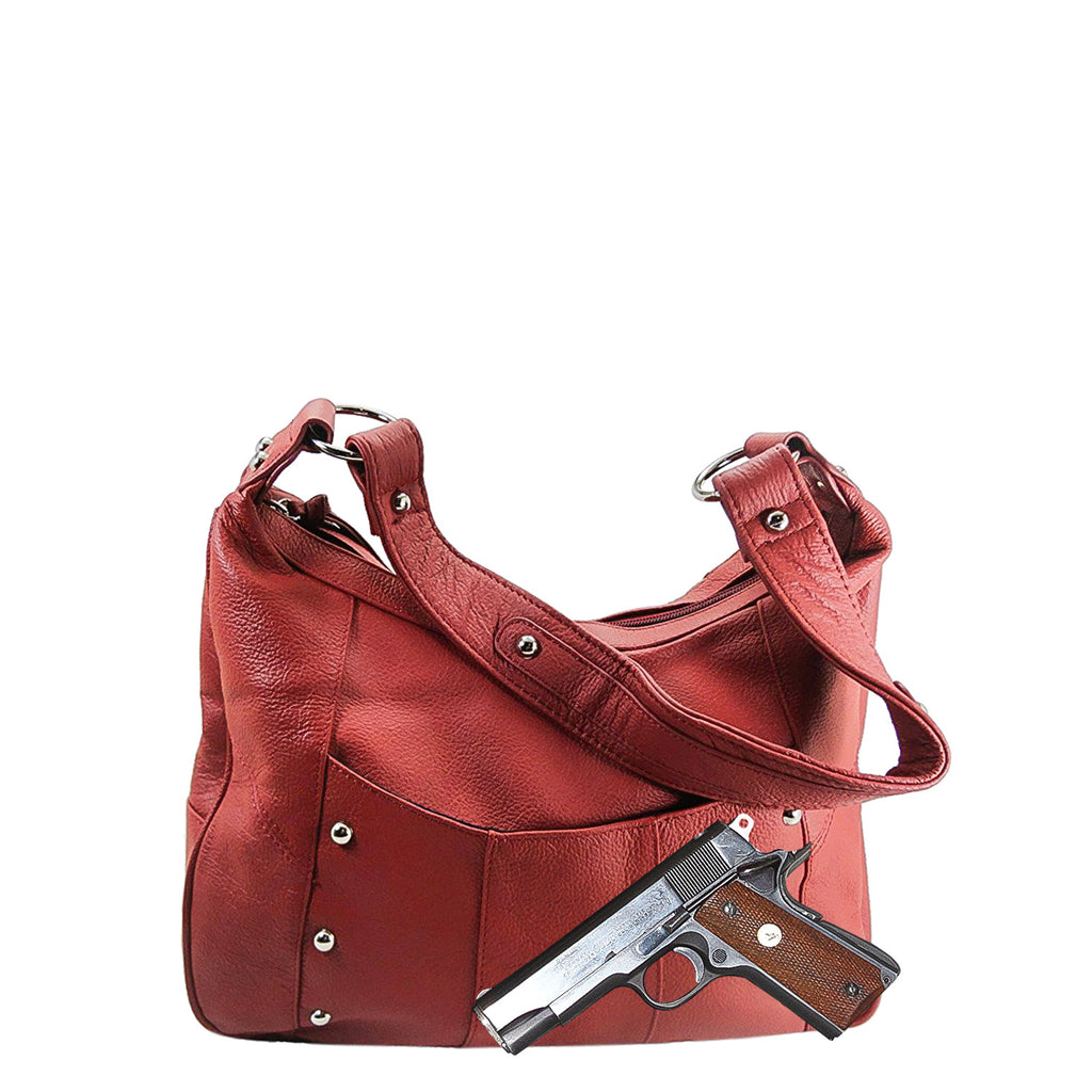 tooled leather zip top shoulderbag purses with compartments