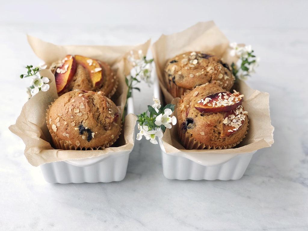 healthy peach blueberry muffin recipe