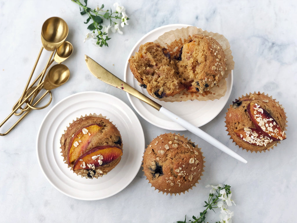 flatlay blueberry muffin