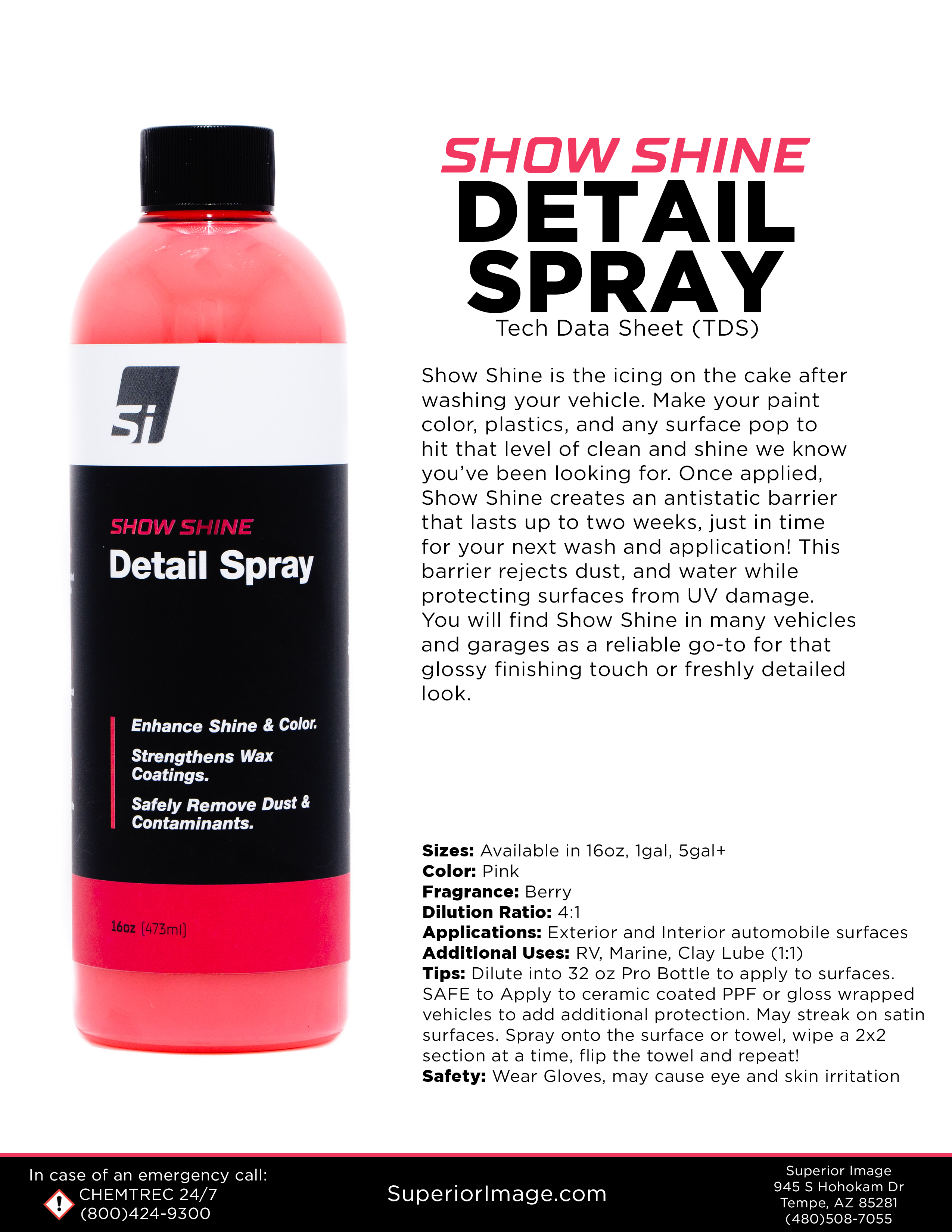 Show Shine Detail Spray – Superior Image Car Wash Supplies